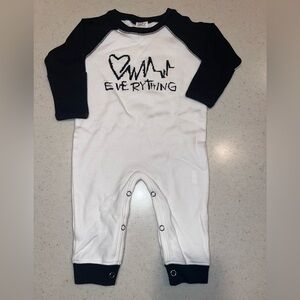 Love Beats Everything Baby Onesie - Black & White - NEW/NEVER WORN